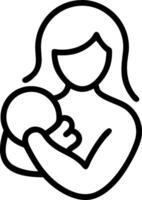 Mother cradling baby in a plain white background with soft shadows and copy space vector