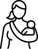 Mother holding baby in a sling with a soft pastel business background and copy space vector