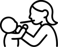 Mother feeding baby with a glossy lavender background and copy space vector