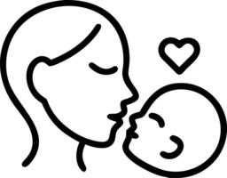 Mother kissing baby forehead with glossy pastel background and copy space vector