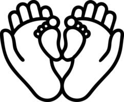 Mother holding baby feet with soft business themed background and copy space vector
