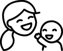 Mother laughing with baby glossy teal background with copy space vector
