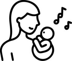 Mother singing to baby with a soft abstract musical background and copy space vector
