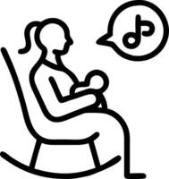 Mother singing to baby while rocking in a chair cozy home setting with copy space vector