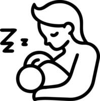Mother rocking baby to sleep in the nursery soft light with copy space vector