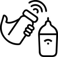Mother using a smart bottle to measure baby hydration levels digital display overlay macro shot with copy space vector
