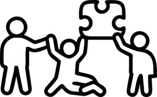 Parents and children building a puzzle together on a plain background with copy space vector