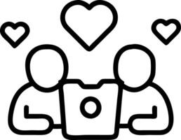 Parents and children using tablets with bokeh hearts in background vector
