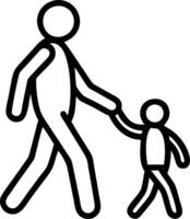 Parent holding a child hand while walking to school candid street shot vector