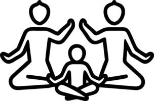 Parents and their teenage child doing yoga with a glossy background and copy space vector