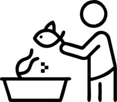 Person in an abstract kitchen setting feeding a goldfish in a bowl under gentle diffused lighting vector