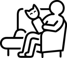 Person reading a book with a cat on their lap vector