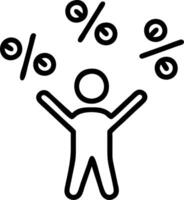 Plain backdrop with shadow of a person juggling discount symbols vector