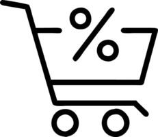 Plain backdrop with shadow of shopping cart and percentage sign vector