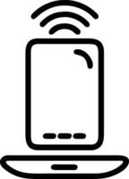 Plain background featuring a glossy smartphone charging on a wireless pad ample copy space vector