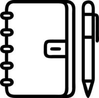 Plain background featuring a glossy notebook with pen and copy space on sides vector