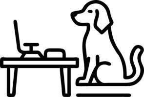 Plain background with therapy dog sitting in office setting and copy space vector