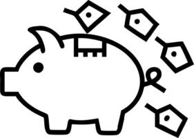 Plain white piggy bank with digital price tags vector