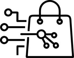 Retail shopping bag filled with data streams vector