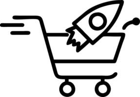 Retail shopping cart transforming into a rocket vector