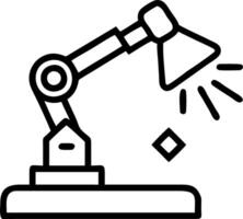 Robotic arm assembling holographic components vector