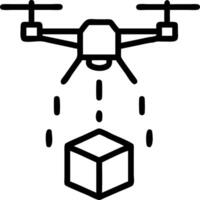 Robotic drone lifting holographic cargo vector