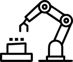 Robotic assembly line glowing with holographic efficiency vector
