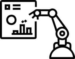 Robotic factory worker interacting with holographic screen vector