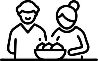 Senior couple cooking together with bokeh digital art background and copy space vector
