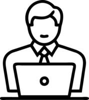 Senior businessman working on laptop with soft abstract background and copy space vector