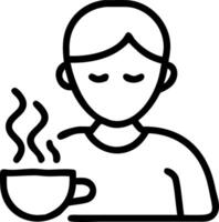 Senior enjoying morning coffee with soft abstract background and copy space vector