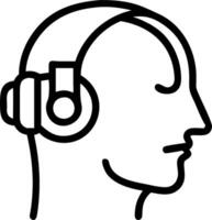Senior listening to music with advanced headphones in a macro close up and copy space vector