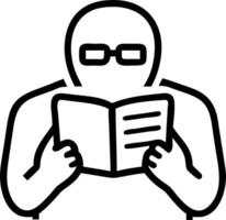Senior man reading an e book with digital enhancements in a macro close up and copy space vector