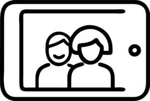 Senior using a futuristic tablet to call family with a close up digital interface and copy space vector