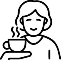 Senior woman enjoying tea with soft abstract background and copy space vector