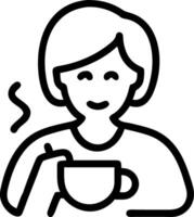 Senior woman enjoying morning tea with a plain background and copy space vector