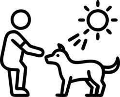 Siblings playing with their dog in a backyard with copy space vector