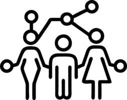 Silhouette of family connected by digital lines with bokeh background vector