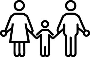 Silhouette of family holding hands with digital network overlay vector