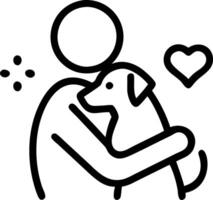 Silhouette of person hugging a dog with bokeh lights in background vector