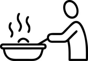 Soft abstract background of a person cooking breakfast steam rising from a pan with copy space on the right vector