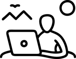 Soft abstract digital art of a person working remotely from a comfortable chair with a tablet surrounded by bokeh lights vector