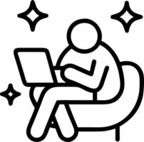Soft abstract digital art of a person working remotely from a comfortable chair with a tablet surrounded by bokeh lights vector