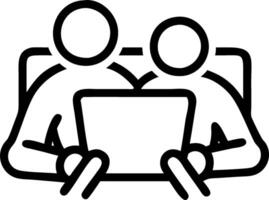 Soft abstract digital art of grandparents reading a digital storybook to grandchildren on a tablet vector