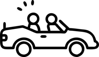 Soft abstract image of a couple enjoying a convertible ride with motion blur and bokeh lights vector