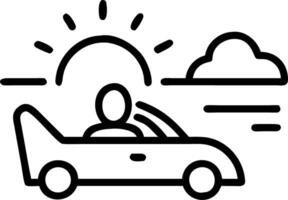 Soft abstract image of a driver enjoying a sunset drive with motion blur and bokeh lights vector