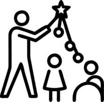 Soft abstract image of a family decorating a Christmas tree together vector