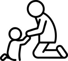 Soft abstract image of a parent tying a child shoes with a blurred background of a front yard vector