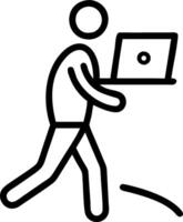 Soft abstract image of a person walking outdoors with laptop and bokeh nature background vector