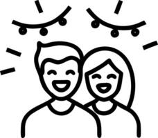Soft abstract image of a young couple laughing together surrounded by colorful lights vector